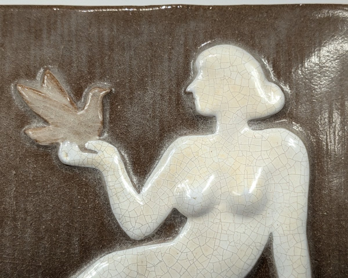 La Paix - Relief céramique nu féminin vintage 1960-70 #4-photo-2