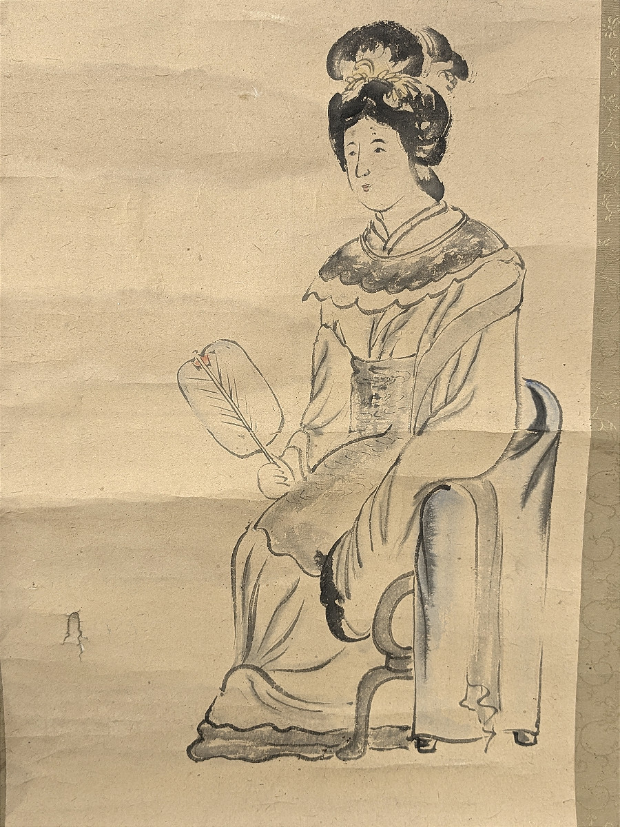 Démon et beauté - Japon gouache kakemono Kawanabe KYOSAI ? (1831-1889) #336-photo-3