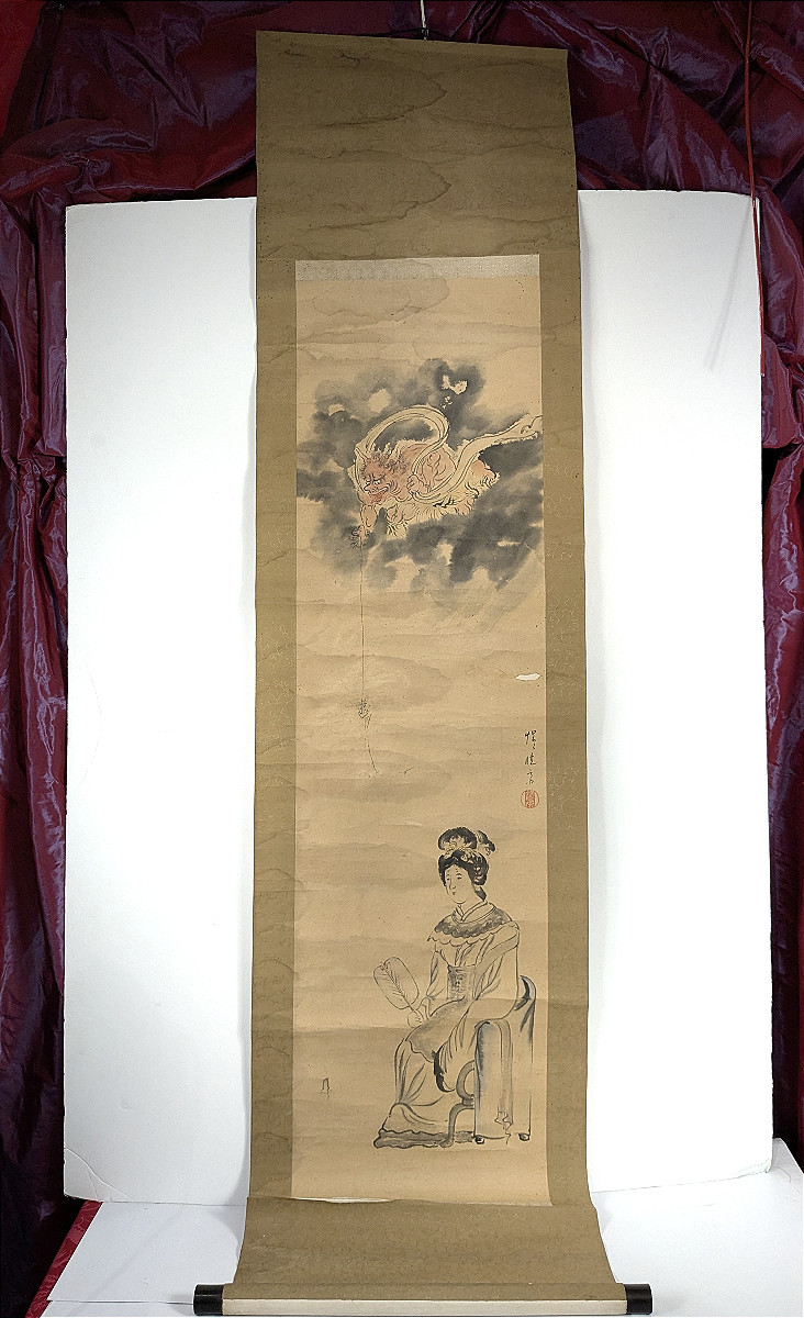 Démon et beauté - Japon gouache kakemono Kawanabe KYOSAI ? (1831-1889) #336-photo-2
