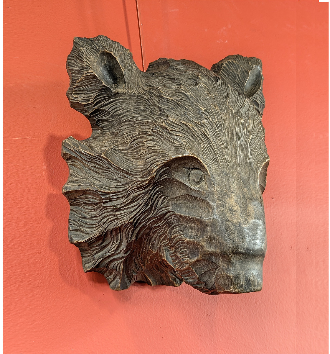 Bear Head Wall Lamp - Wood - Japan 1960-70 - Ham 102439