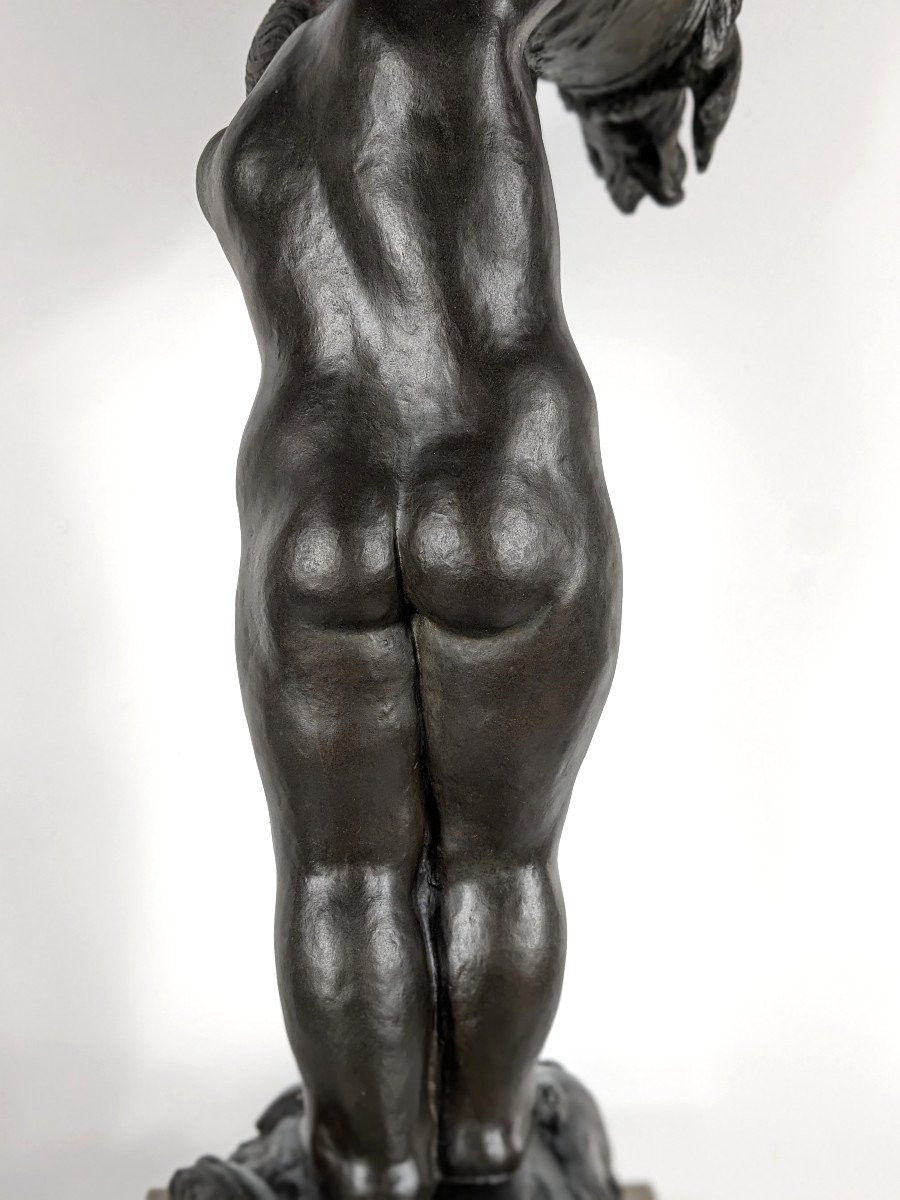 Return From Fishing - Putto With Fish - Bronze 58cm Art Deco 1930 - #373-photo-3