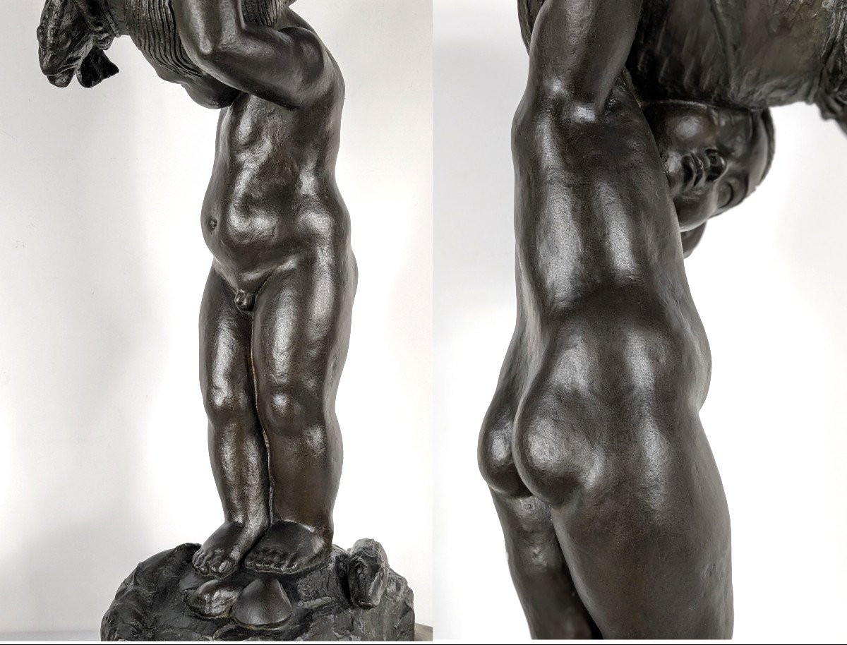 Return From Fishing - Putto With Fish - Bronze 58cm Art Deco 1930 - #373-photo-4