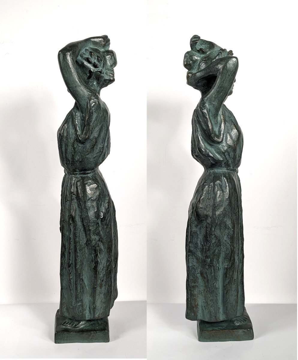 Vestal - Bronze Circa 1970-80 - By Shigeru Kinoshita Japan #406-photo-2