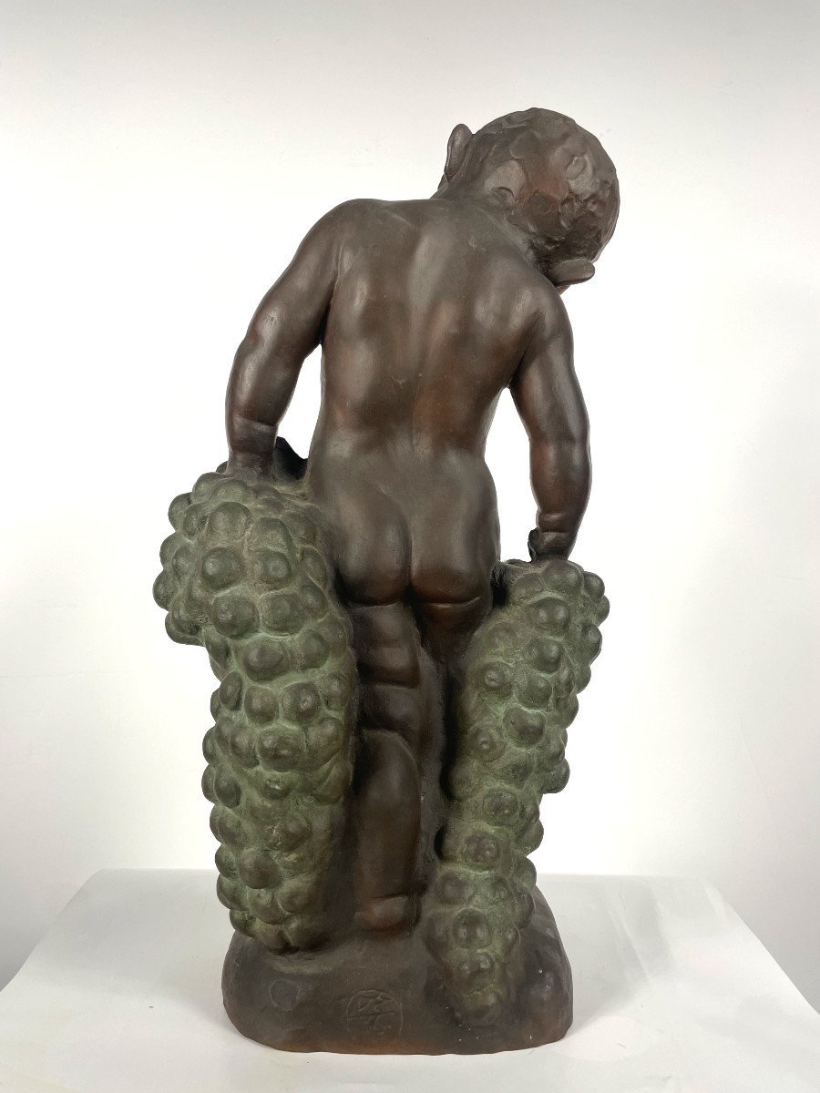 Putto ou Bacchus aux raisins - bronze 1930-50 par Uichi Ogura  #454-photo-3