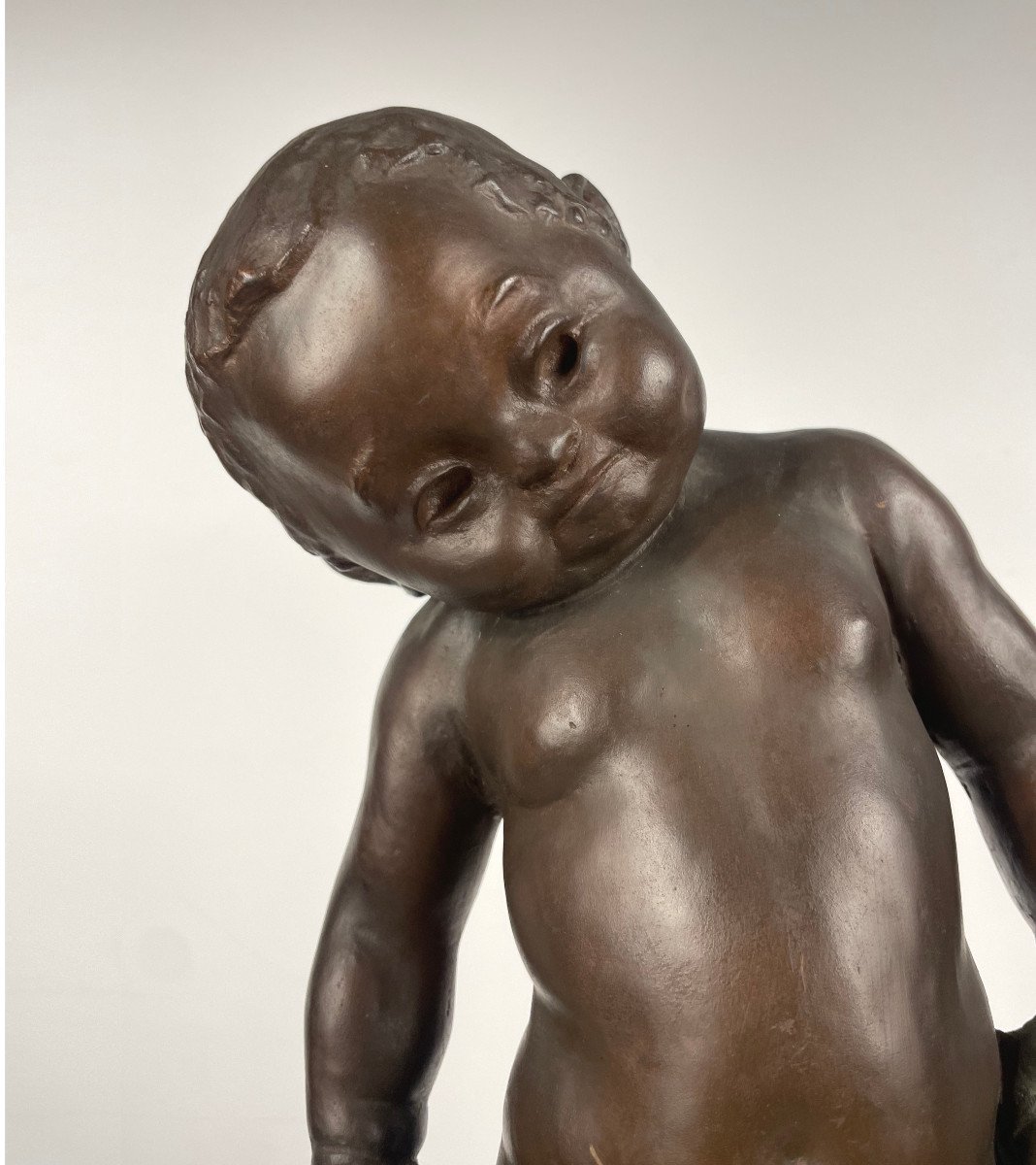 Putto ou Bacchus aux raisins - bronze 1930-50 par Uichi Ogura  #454-photo-4