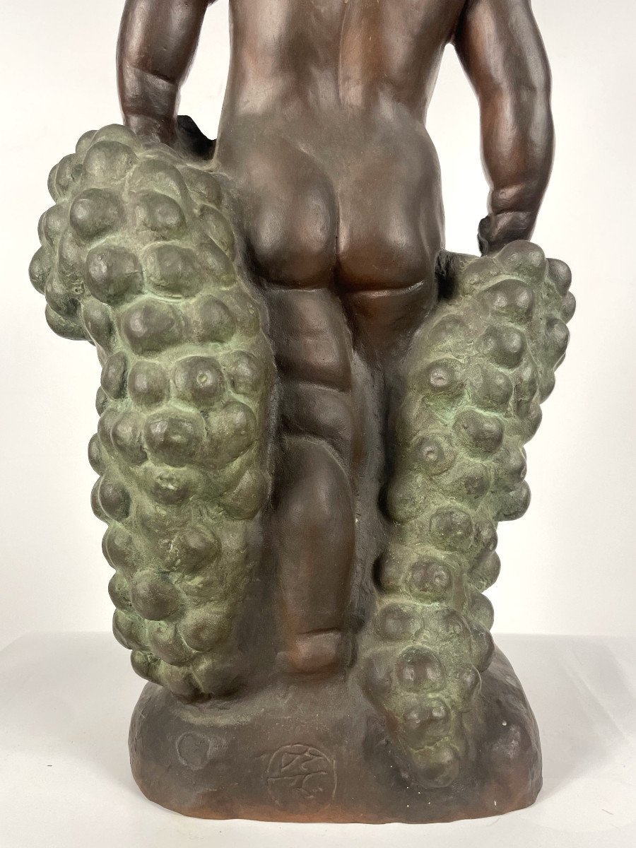 Putto ou Bacchus aux raisins - bronze 1930-50 par Uichi Ogura  #454-photo-1