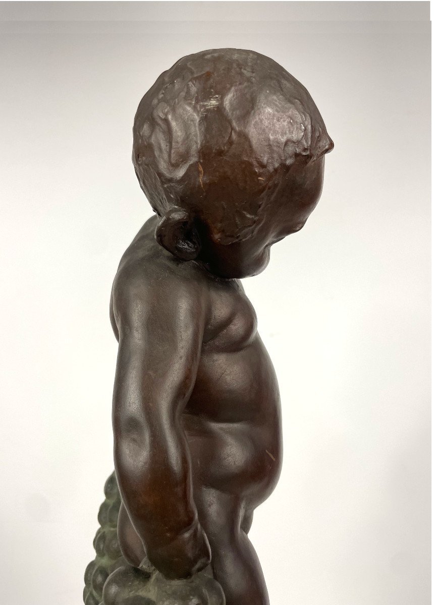 Putto ou Bacchus aux raisins - bronze 1930-50 par Uichi Ogura  #454-photo-4
