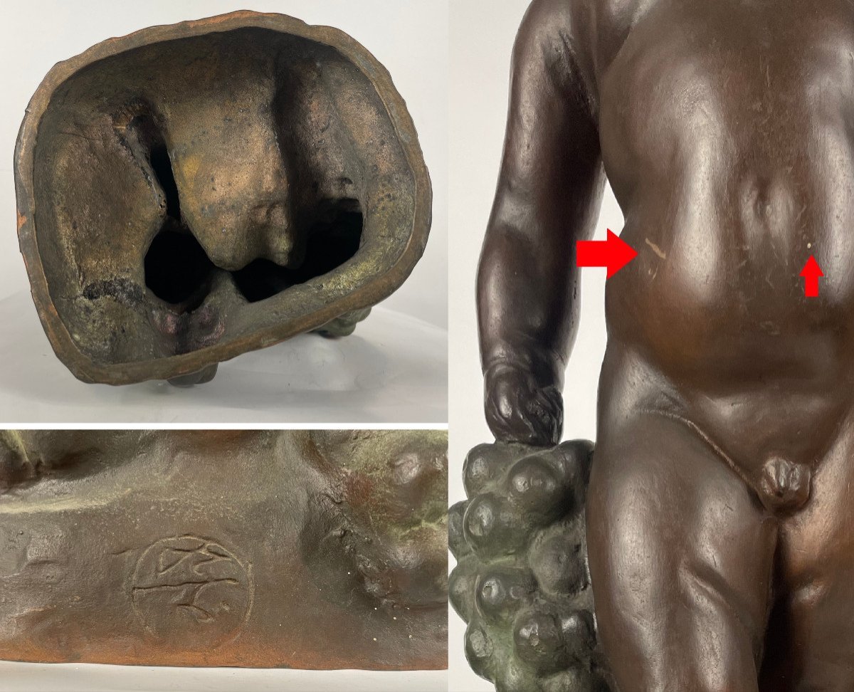 Putto ou Bacchus aux raisins - bronze 1930-50 par Uichi Ogura  #454-photo-7
