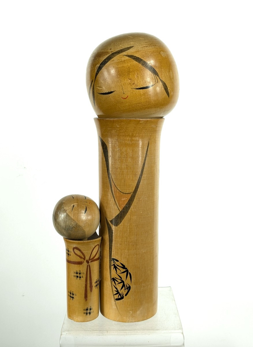 Mére et enfant - kokeshi par maître Kishi Sadao 1932-98-photo-4