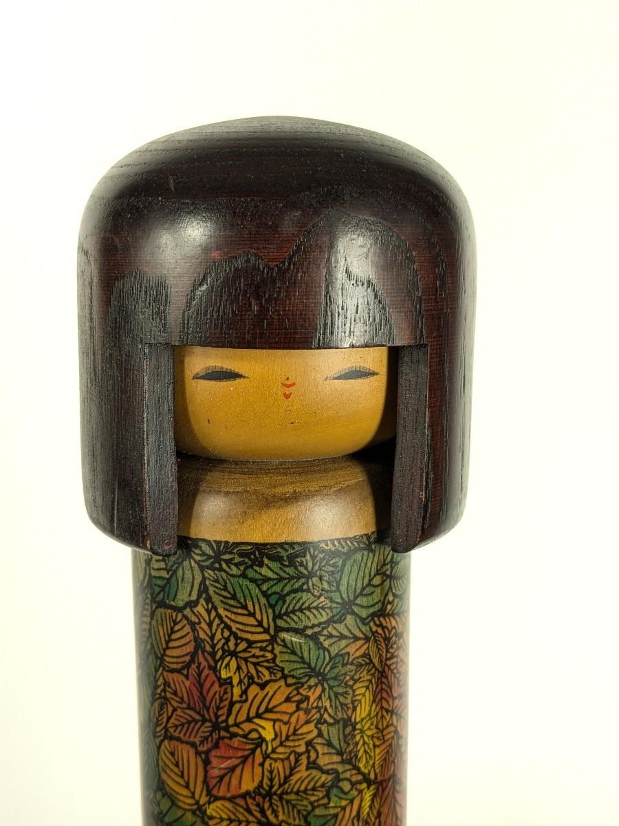 Kokeshi modéle feuilles d' Automne - O. Usaburo circa 1970 / hama1024 5-photo-2