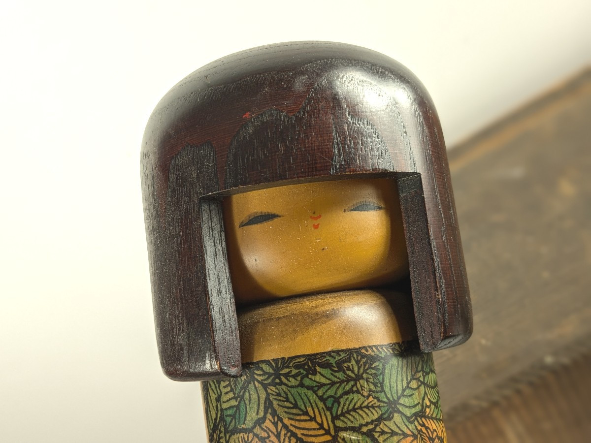 Kokeshi modéle feuilles d' Automne - O. Usaburo circa 1970 / hama1024 5-photo-3