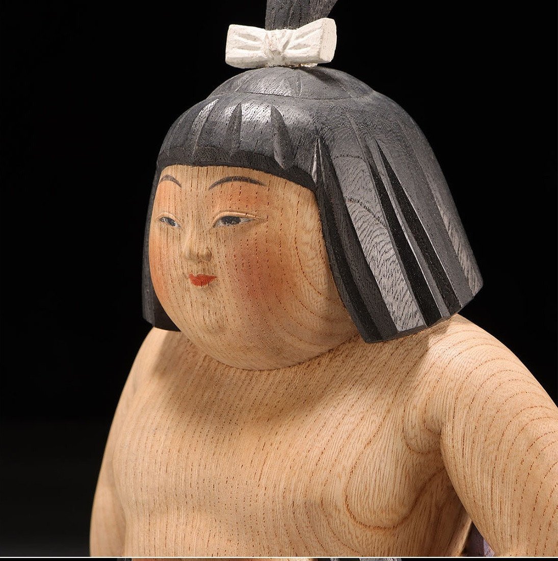 Sumo Archer Children (kudyo) - Carved Wood Circa 1970-80 #667-photo-3