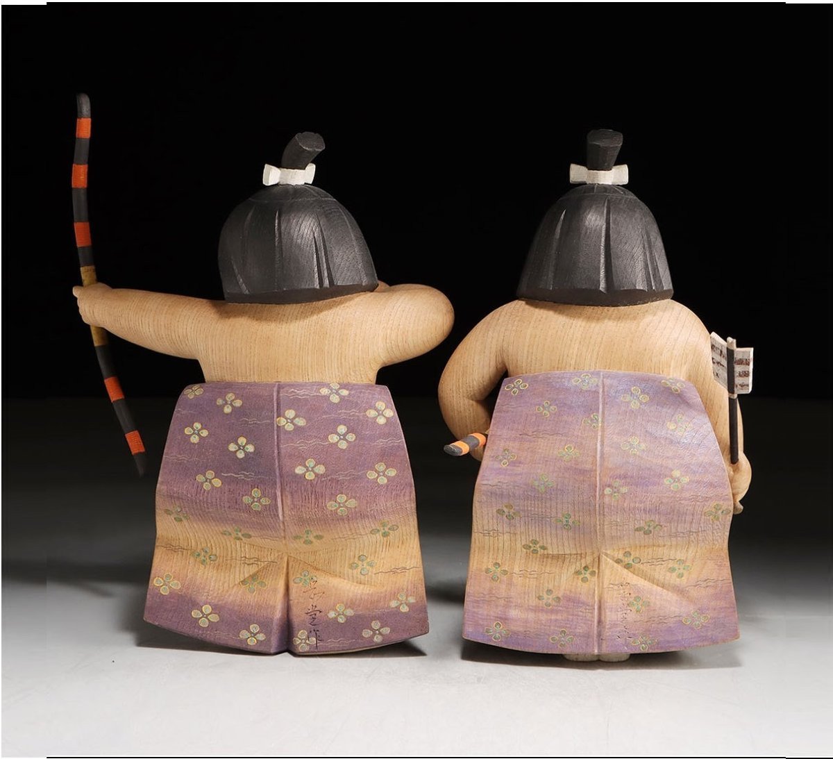 Sumo Archer Children (kudyo) - Carved Wood Circa 1970-80 #667-photo-4