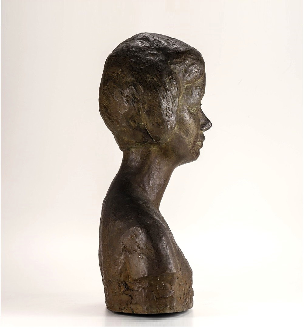 Buste de jeune femme - bronze 60cm circa 1950 par Tsutomo UEKI 1913-2003-photo-3