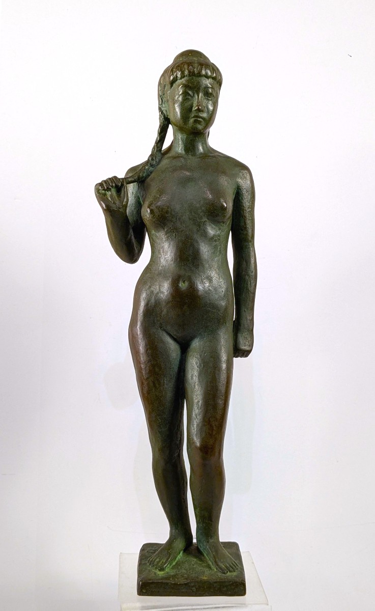 Nude With Braid - Bronze 1950 - Danji Seto 1905-1990 #614-photo-2