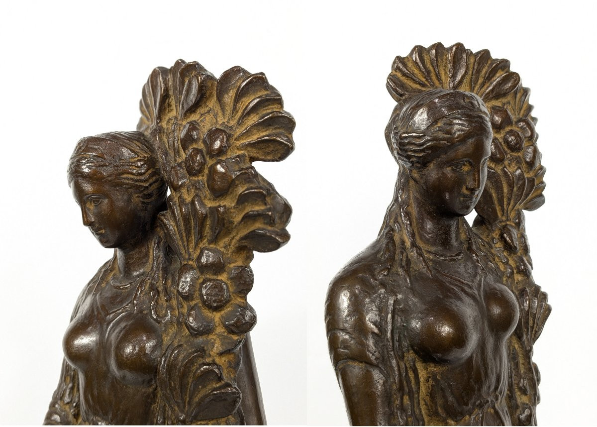 The Goddess Flora Bronze Of Greco-buddhist Spirit Dated 1956 #616-photo-1
