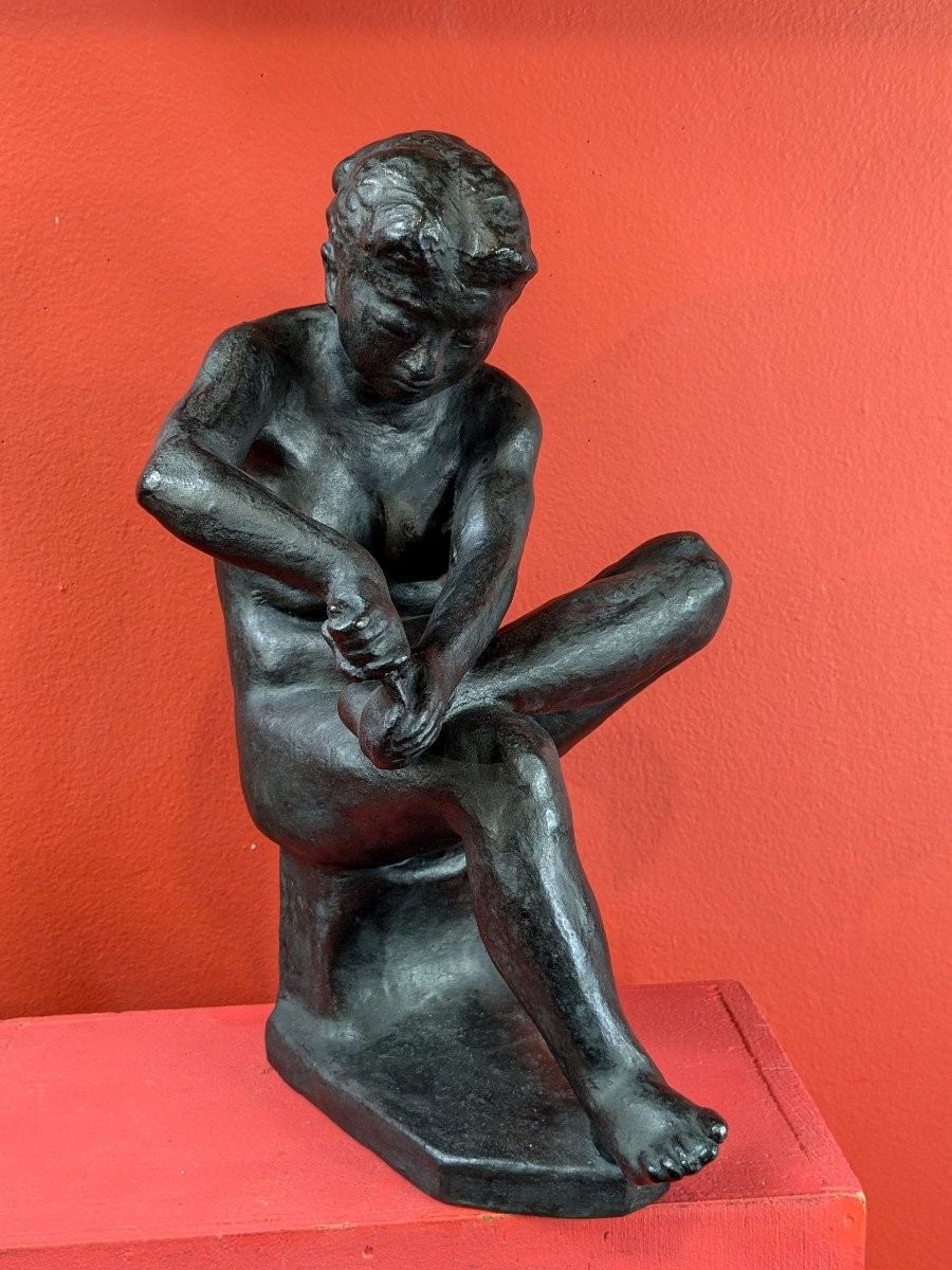 The Toilet - Bronze 1950-70 By Soko Nakano 1898-1985 #496-photo-3