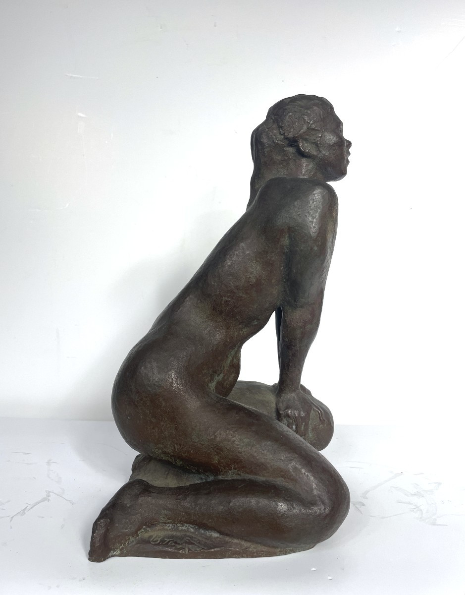 Mocking Nude - Bronze Circa 1960-70 By Yoshikazu (or Bido) Takigawa 1914-80 #629-photo-4