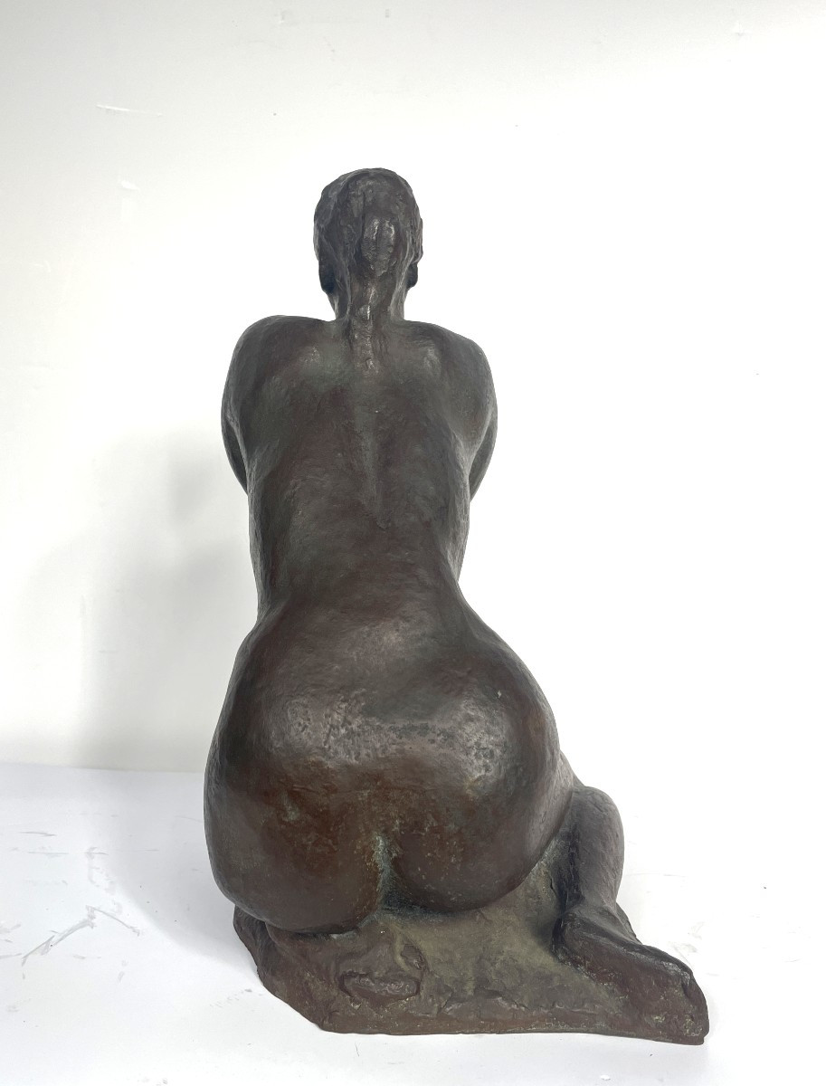 Mocking Nude - Bronze Circa 1960-70 By Yoshikazu (or Bido) Takigawa 1914-80 #629-photo-1