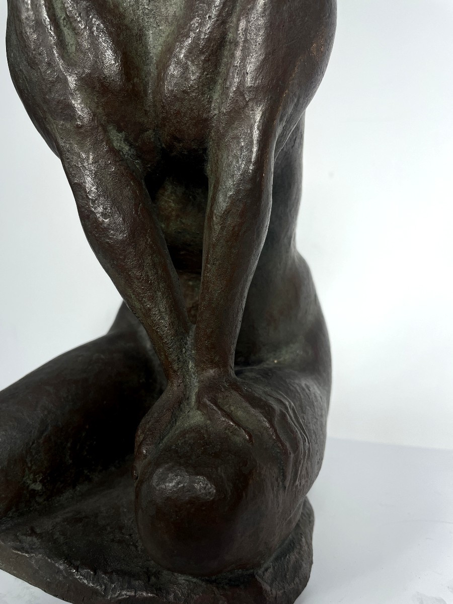 Mocking Nude - Bronze Circa 1960-70 By Yoshikazu (or Bido) Takigawa 1914-80 #629-photo-6