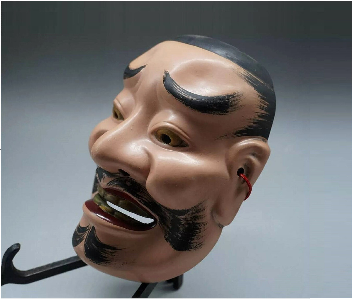 Masque Nôh Otoko, en terre cuite peinte - Japon périone Showa 1950 #905-photo-2