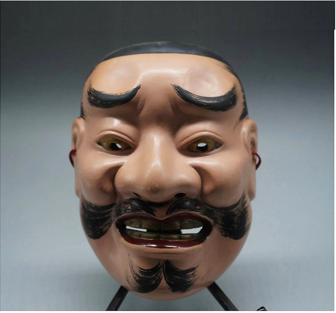 Masque Nôh Otoko, en terre cuite peinte - Japon périone Showa 1950 #905