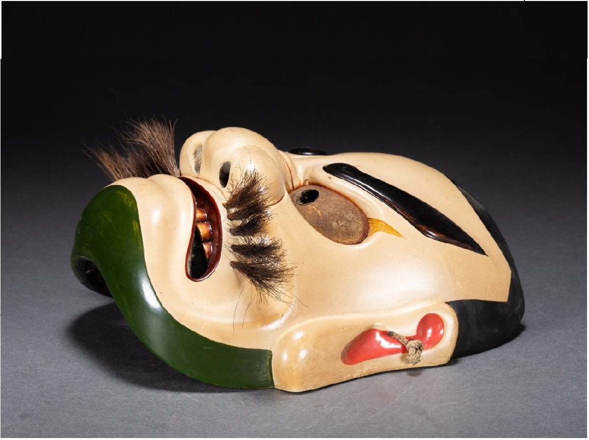 Mask Of Mikoto, Mythical Imperial Ancestor - Kagura Theater Japan Mid-20th Century N°2 #894-photo-4
