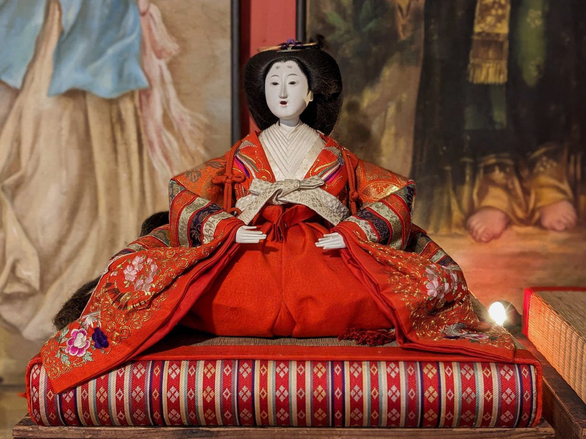 Couple imp&eacute;rial - grandes poup&eacute;es hina matsuri - Japon 1950 #378-photo-2