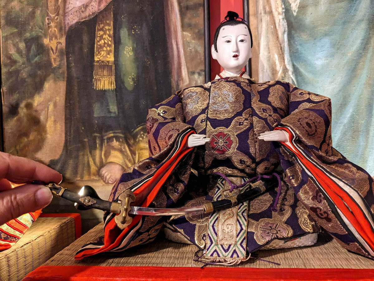 Couple imp&eacute;rial - grandes poup&eacute;es hina matsuri - Japon 1950 #378-photo-1