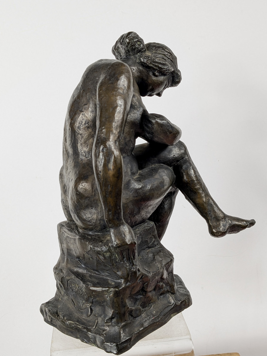 Nude At The Rock - Bronze Circa 1960 - #736-photo-2