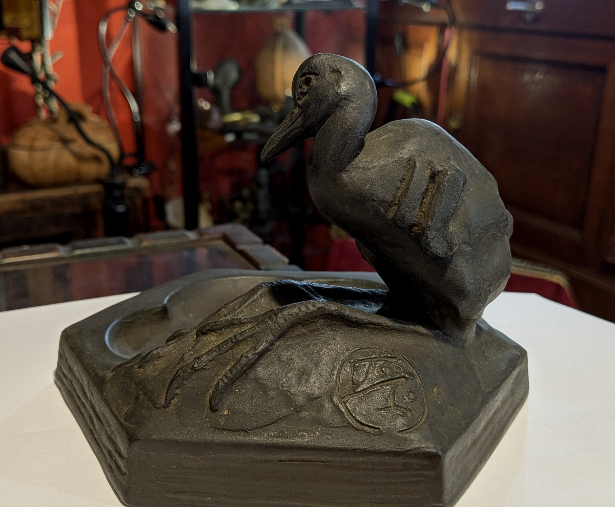 A Heron - Bronze 1930 By Uichiro Ogura 1881-1962 Japan #929-photo-1