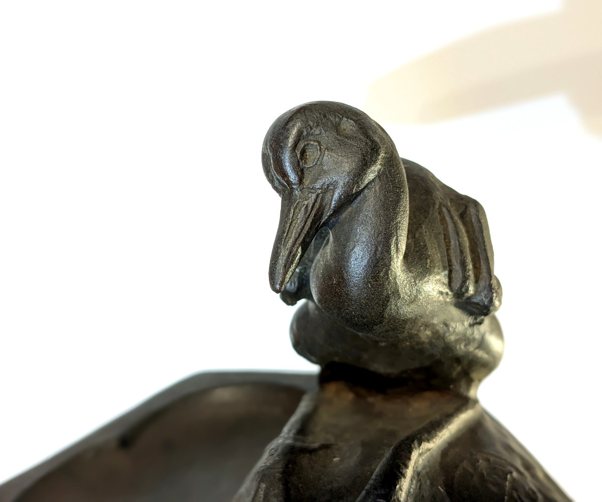 A Heron - Bronze 1930 By Uichiro Ogura 1881-1962 Japan #929-photo-6