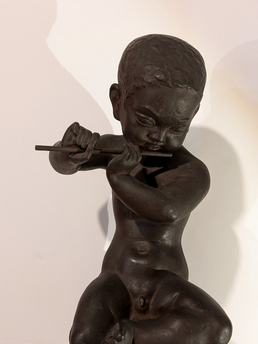Child With The Flute - Bronze By Ariichi Yamahata – 1908 - 1980 #238-photo-2