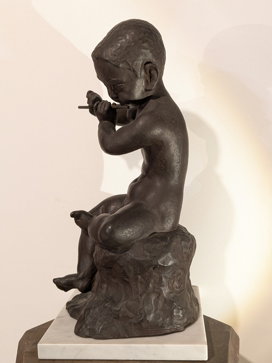Child With The Flute - Bronze By Ariichi Yamahata – 1908 - 1980 #238-photo-2