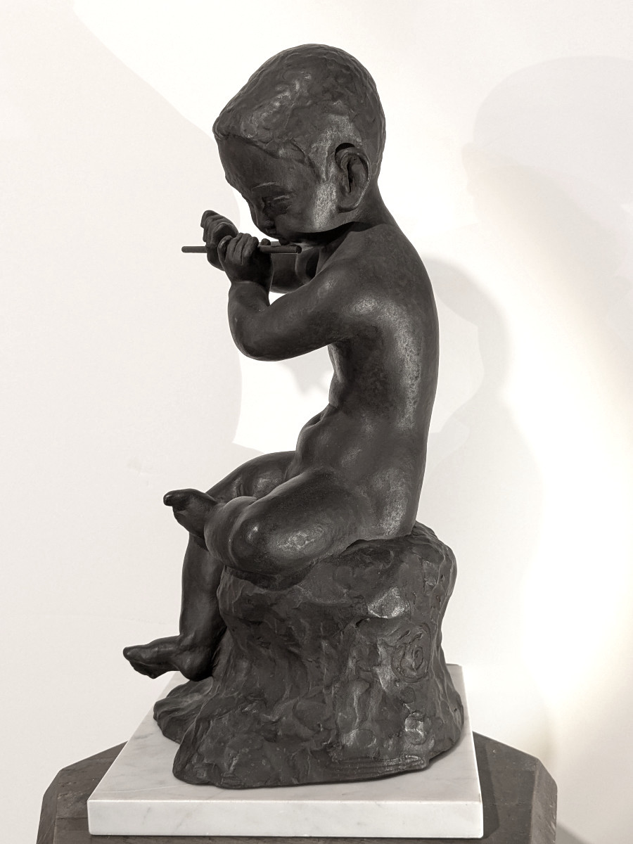 Child With The Flute - Bronze By Ariichi Yamahata – 1908 - 1980 #238-photo-2