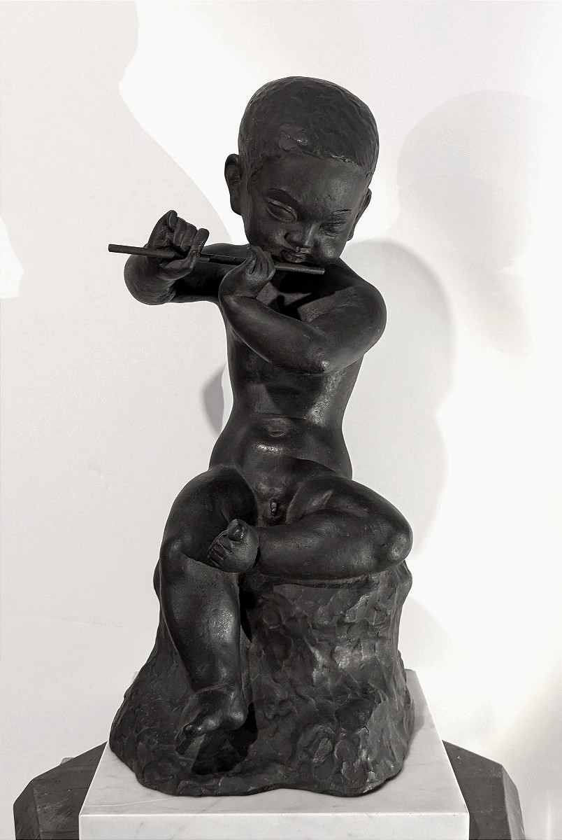 Child With The Flute - Bronze By Ariichi Yamahata – 1908 - 1980 #238