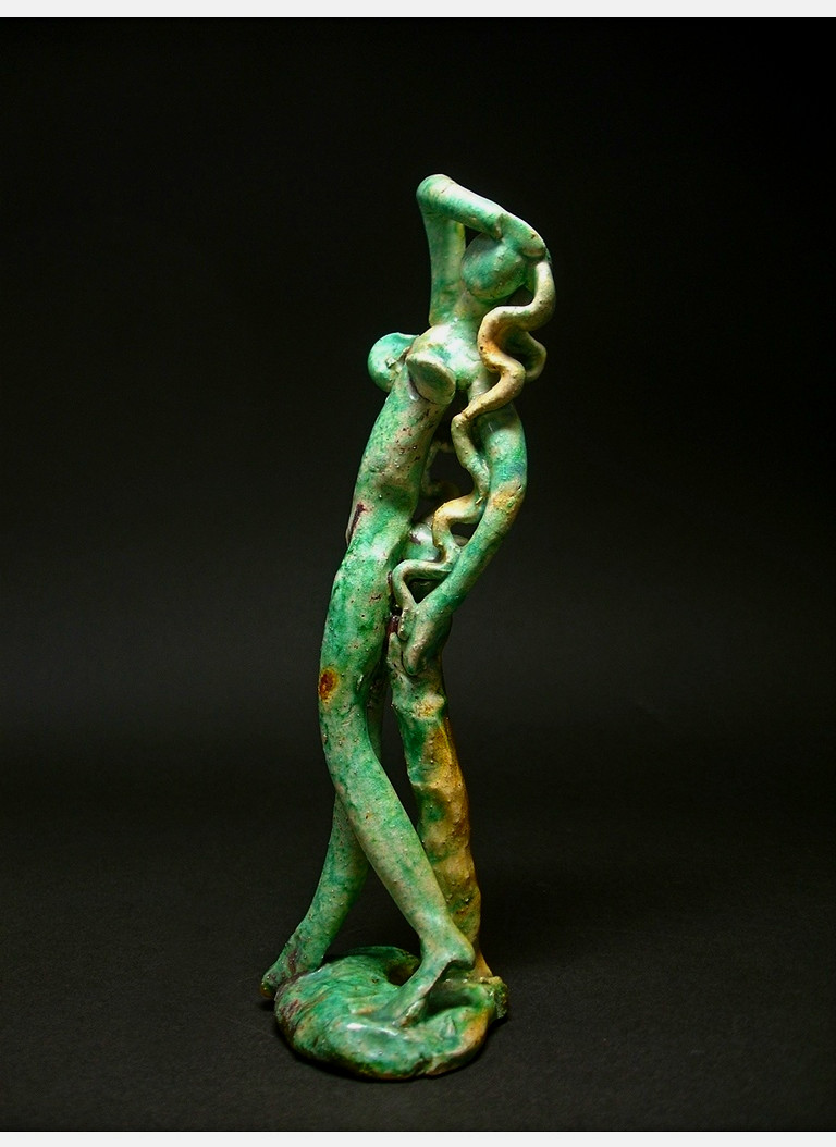 Nu vert - terre cuite glaçurée circa 1950 par Masaru Kinouchi  1892-1977 #209-photo-2