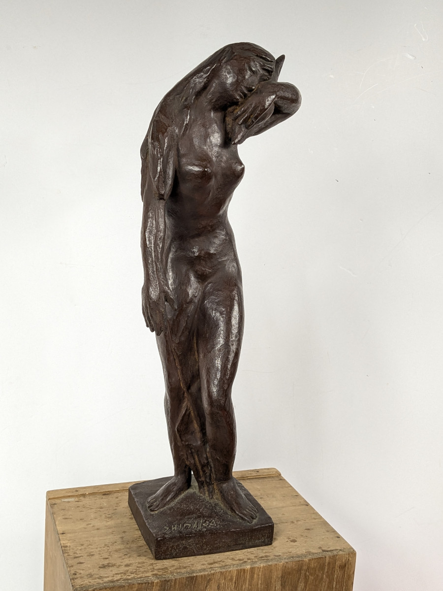 Nu au coquillage - bronze circa 1970 - Seiho Hidaka 1915 - 2006 #847-photo-3