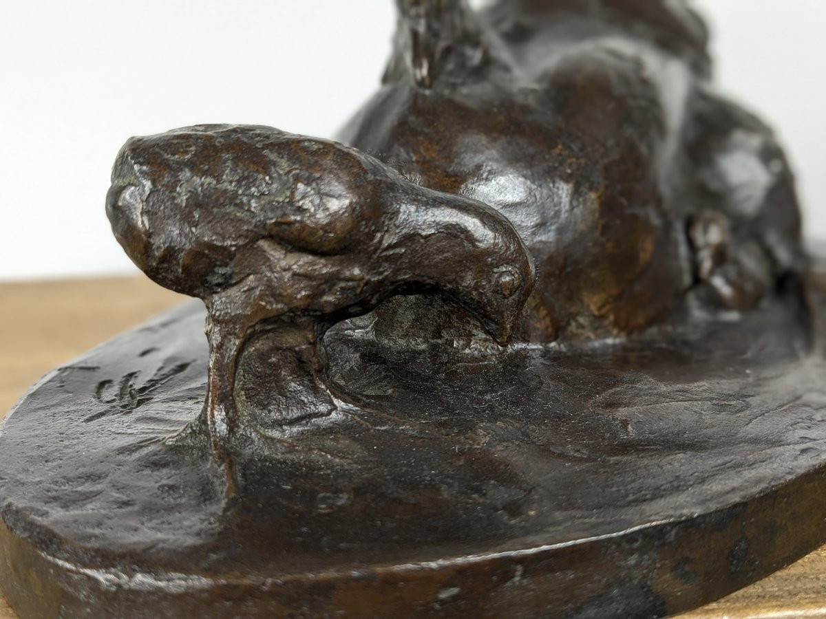 A Mother Hen And Chick - Bronze 1930 By Yuhachi Ikeda - 1886-1963 #852-photo-1