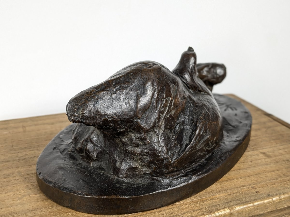 A Mother Hen And Chick - Bronze 1930 By Yuhachi Ikeda - 1886-1963 #852-photo-5
