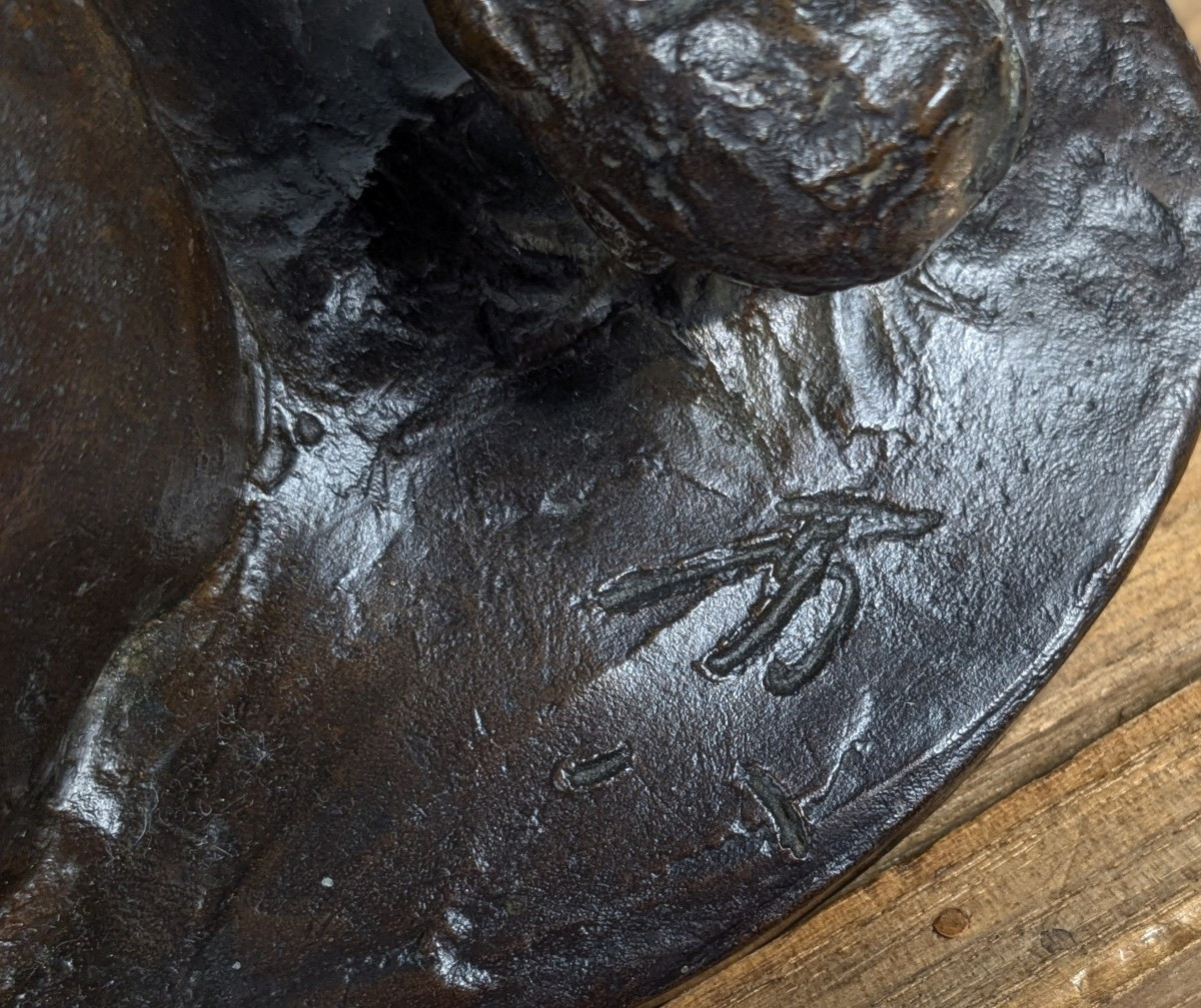 A Mother Hen And Chick - Bronze 1930 By Yuhachi Ikeda - 1886-1963 #852-photo-7