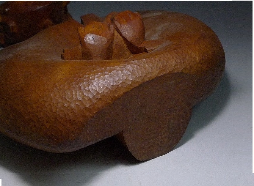 Character With Bird - Wooden Sculpture Circa 1970-80 #735-photo-5