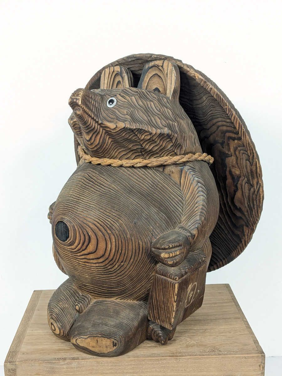 Tanuki - Yakisugi Flamed Wood - Circa 1960-70 #943-photo-4