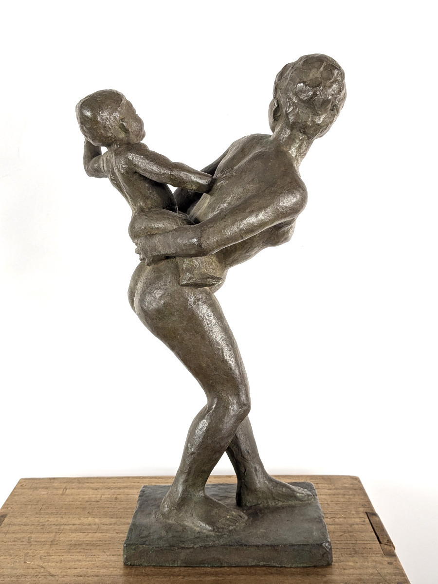 Mére et son enfant - bronze, circa 1960 par Sakuuchi Yamato  #917-photo-3