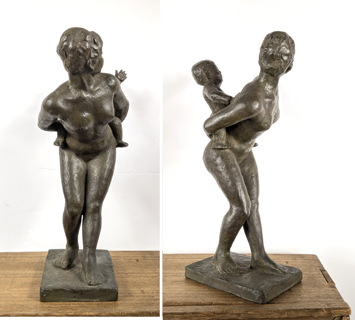 Mére et son enfant - bronze, circa 1960 par Sakuuchi Yamato  #917-photo-7