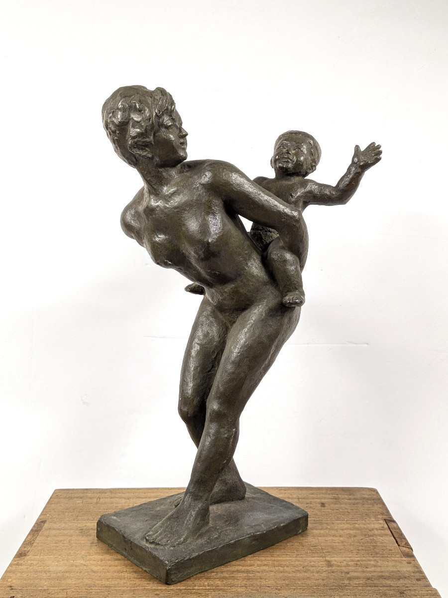 Mére et son enfant - bronze, circa 1960 par Sakuuchi Yamato  #917