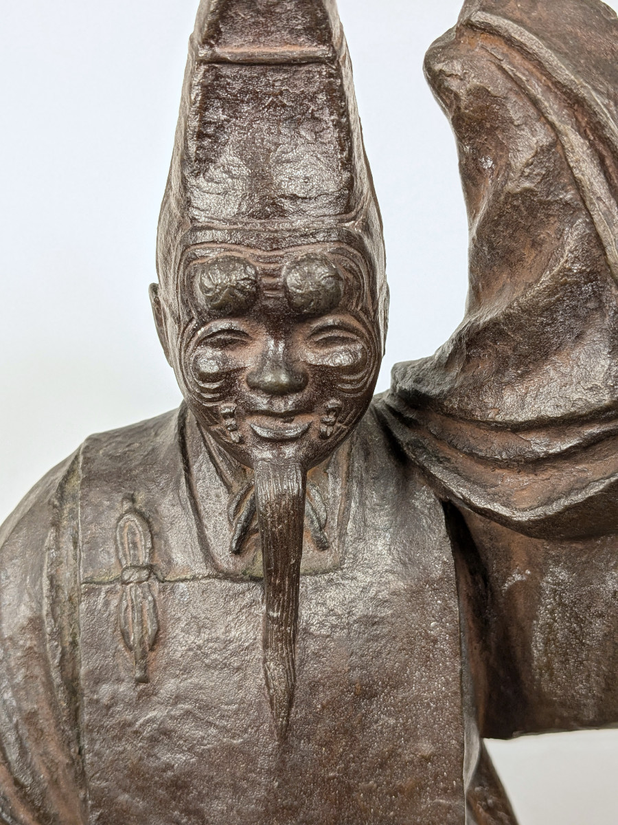 Noh Theatre Dancer, Bronze By Fubo Takeuchi Circa 1930-50 #545-photo-2