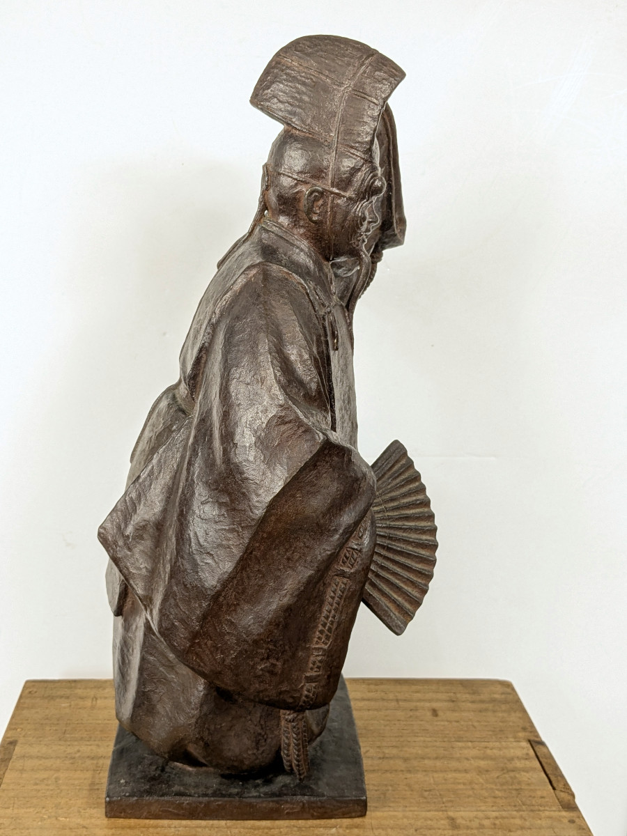 Noh Theatre Dancer, Bronze By Fubo Takeuchi Circa 1930-50 #545-photo-1