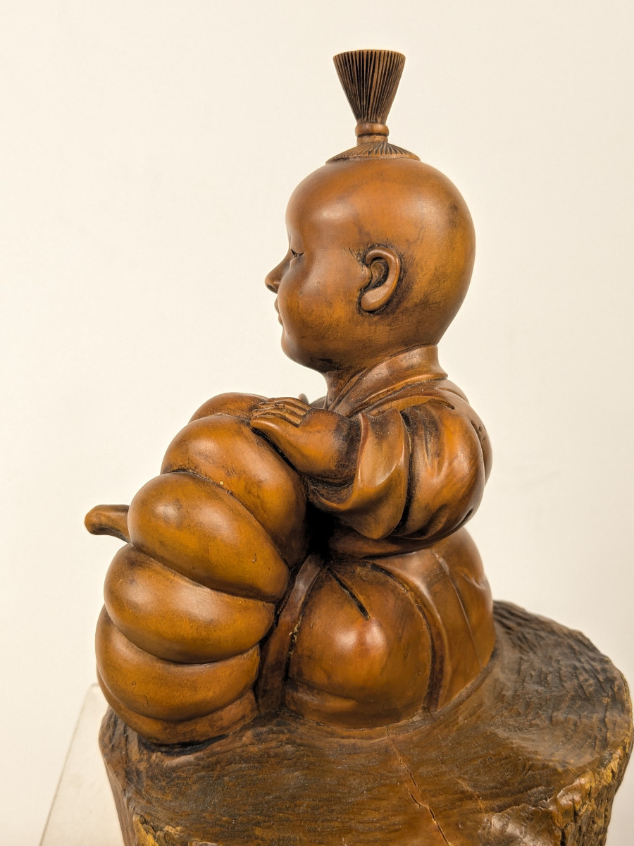 Enfant à la citrouille - okimono circa 1950 - ére Showa-photo-1