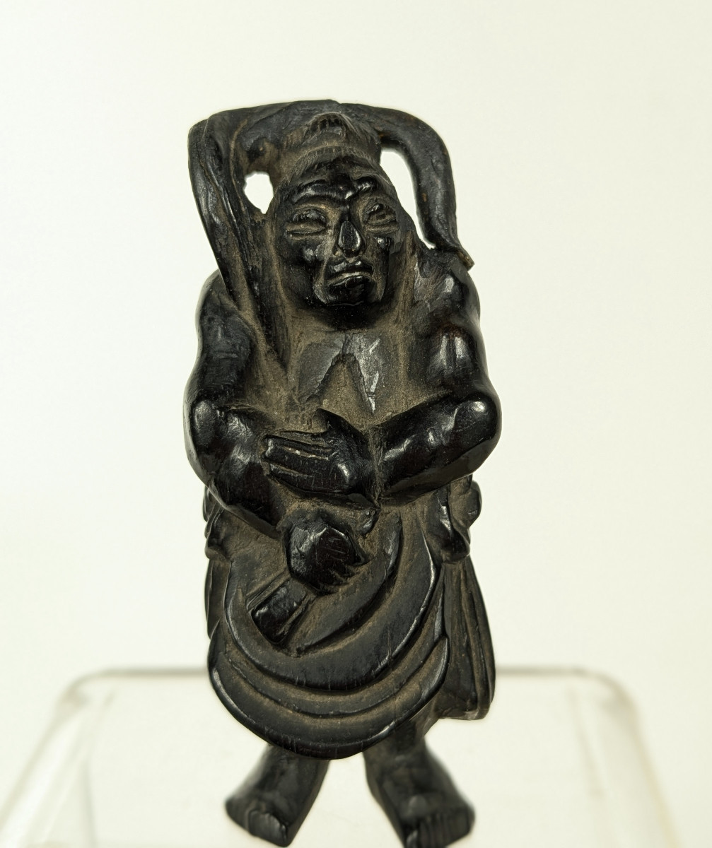 Netske With Monk Motif - Late 19th Century Wood-photo-2